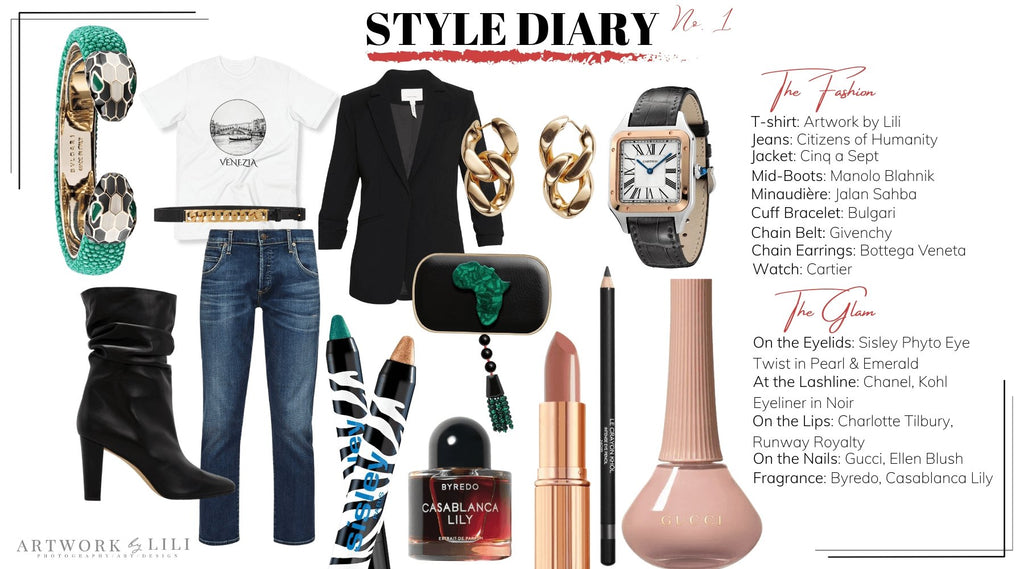 Style Diary #1: From a plain white t-shirt to a complete look: A how-to guide for men & women - Artwork by Lili