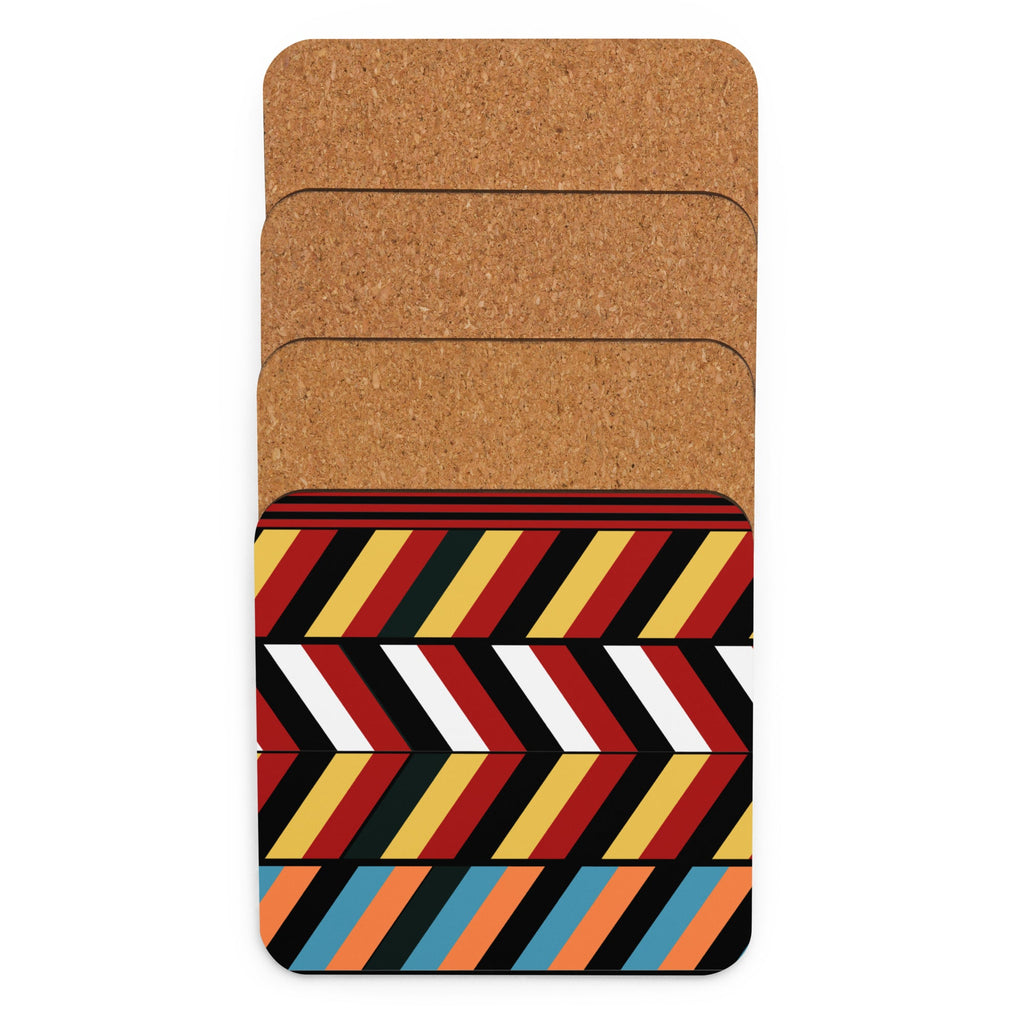African Tribal Design Set of Square Coasters (Cork - back) - Artwork by Lili