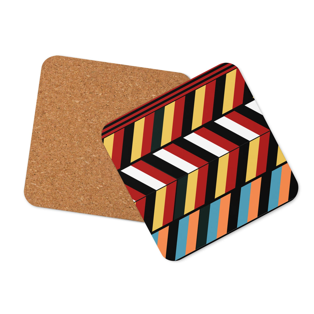 African Tribal Design Set of Square Coasters (Cork - back) - Artwork by Lili