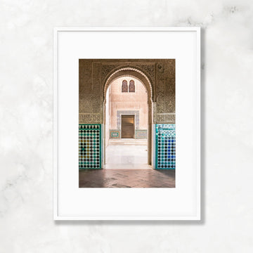 Alhambra Interior Courtyard, Arabic Carvings, Tiles, Patterns, Andalucia, Spain, Architecture, Travel, Europe, Elegant, Home Decor, Wall Art - Artwork by Lili