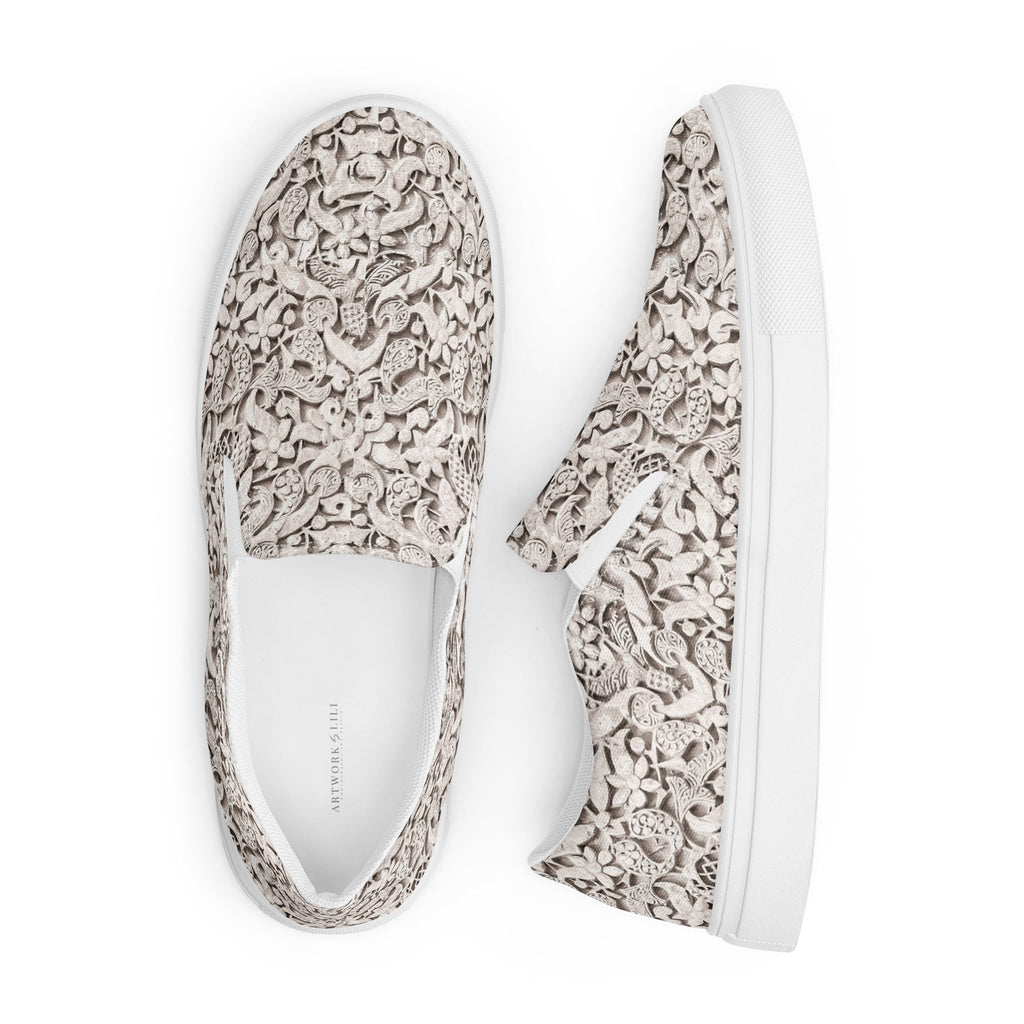 Alhambra Palace Floral Design Women’s Slip - on Canvas Shoes - Artwork by Lili