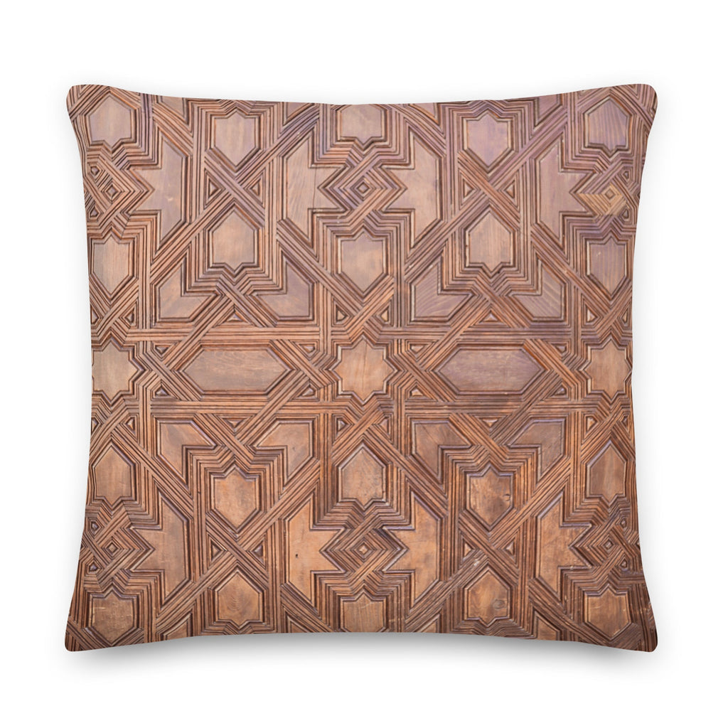 Alhambra Palace Wooden Door Design 22x22 Premium Pillow - Artwork by Lili