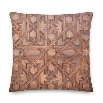 Alhambra Palace Wooden Door Design 22x22 Premium Pillow - Artwork by Lili