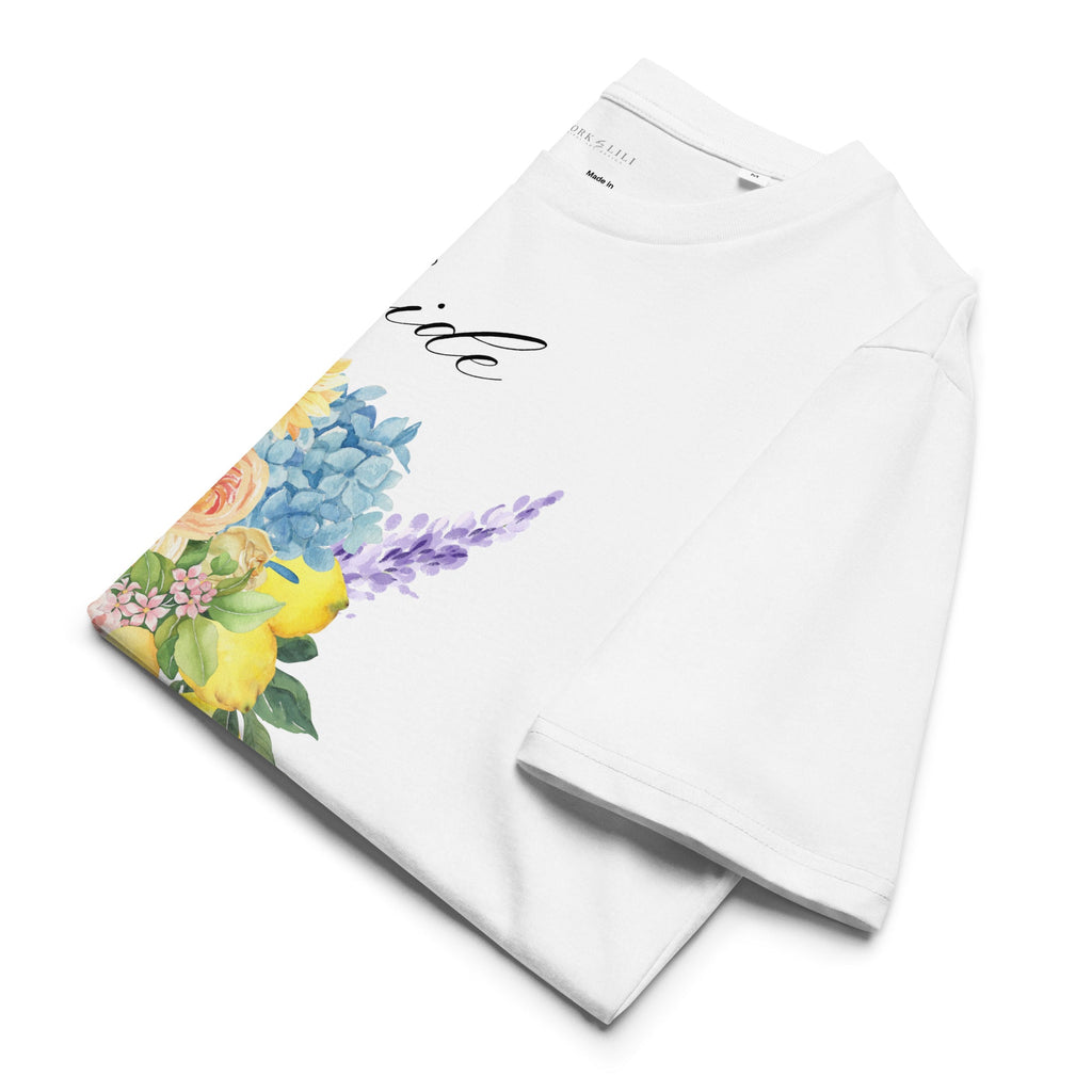Amalfi Bride's Organic Cotton T - Shirt Italy Destination Wedding - Artwork by Lili