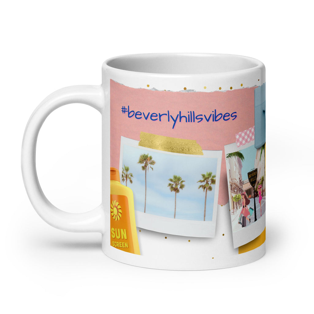 Beverly Hills Vibes White Glossy Mug (3 sizes) - Artwork by Lili