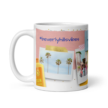 Beverly Hills Vibes White Glossy Mug (3 sizes) - Artwork by Lili