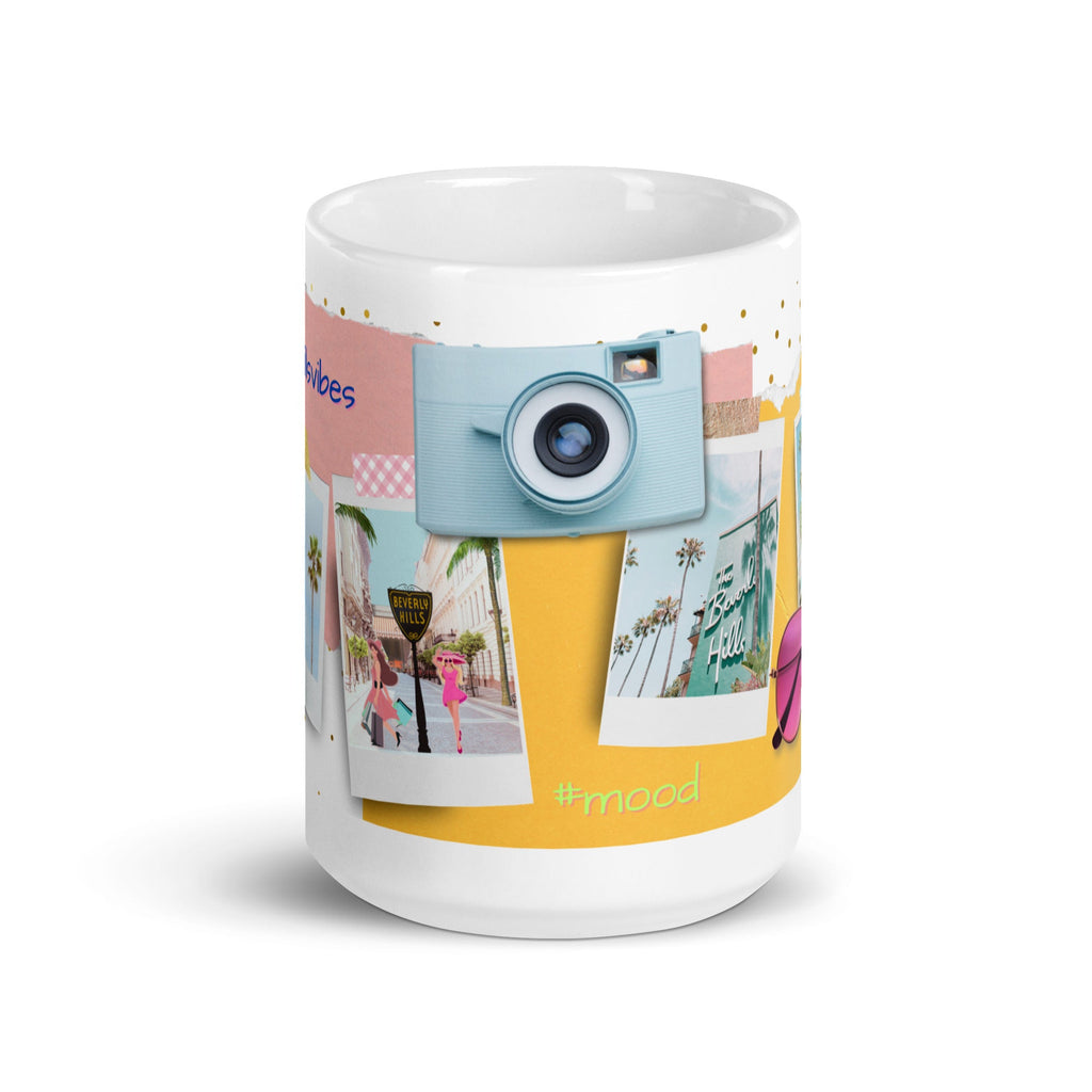 Beverly Hills Vibes White Glossy Mug (3 sizes) - Artwork by Lili