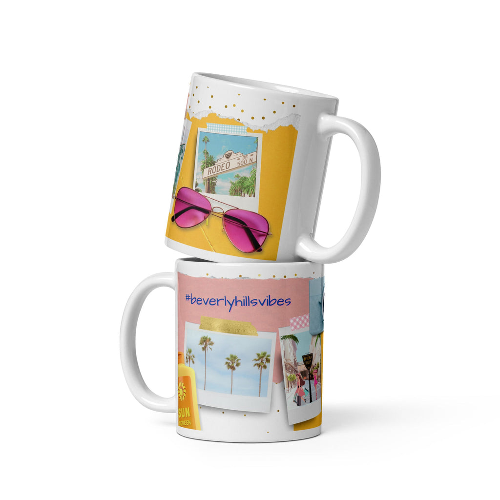 Beverly Hills Vibes White Glossy Mug (3 sizes) - Artwork by Lili