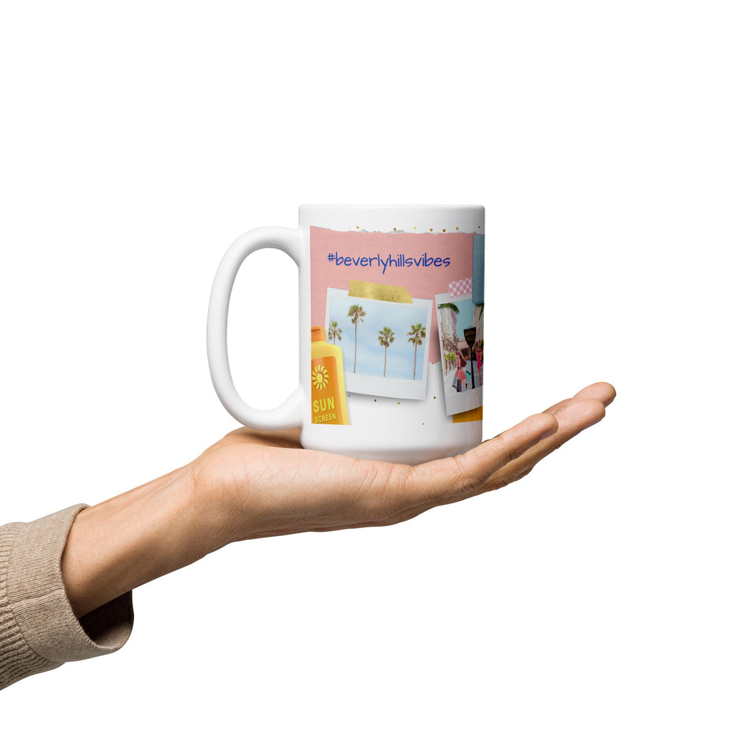 Beverly Hills Vibes White Glossy Mug (3 sizes) - Artwork by Lili