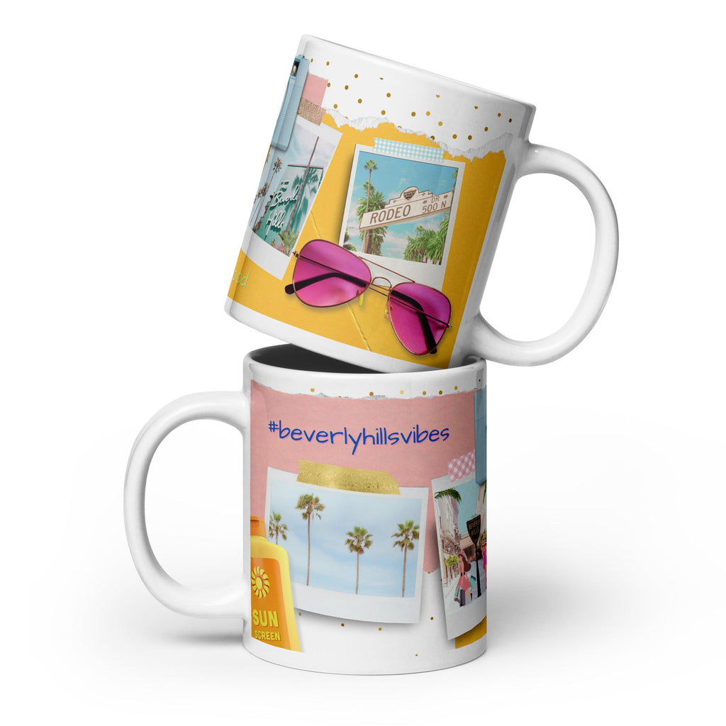 Beverly Hills Vibes White Glossy Mug (3 sizes) - Artwork by Lili