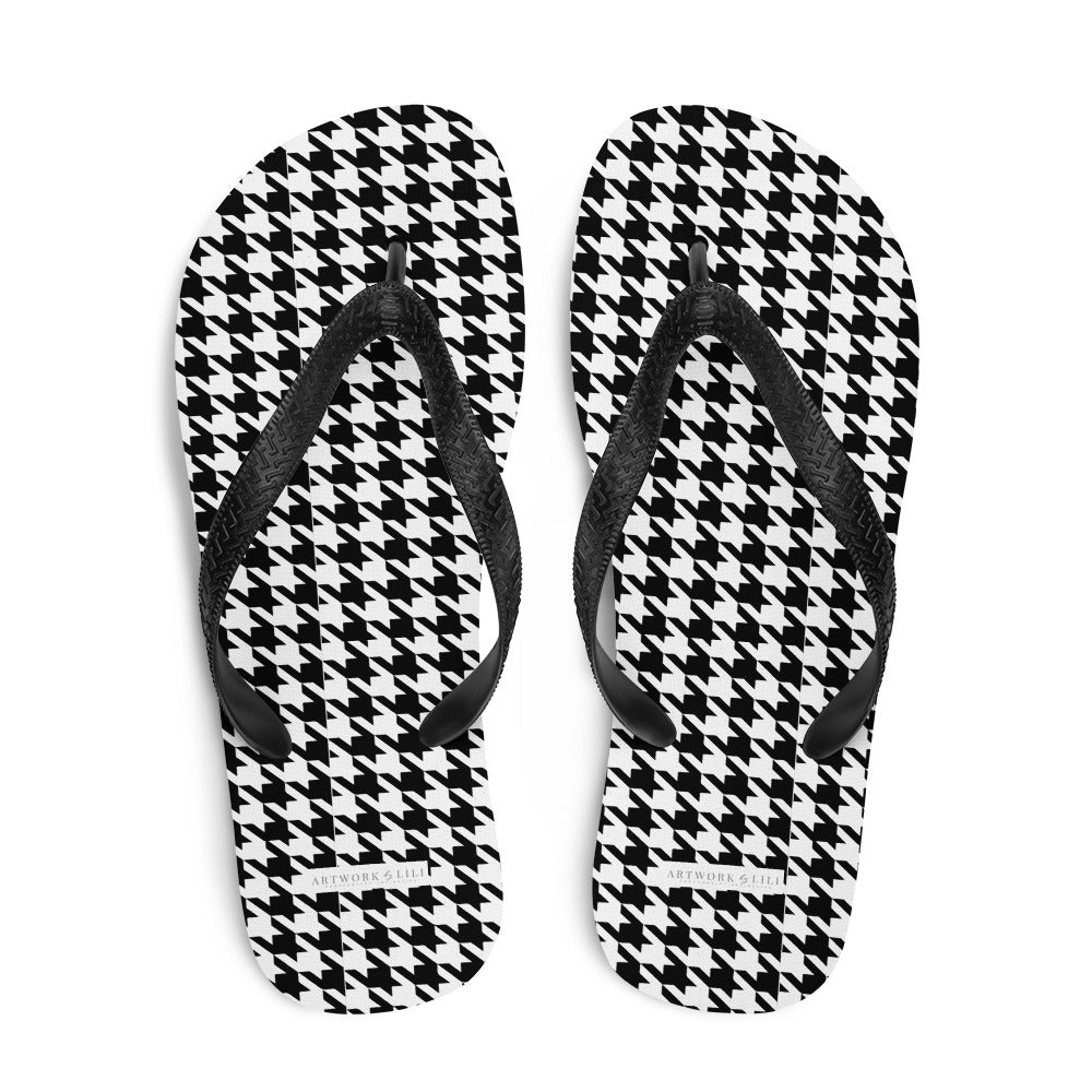 Black & White Houndstooth Pattern Flip - Flops - Artwork by Lili