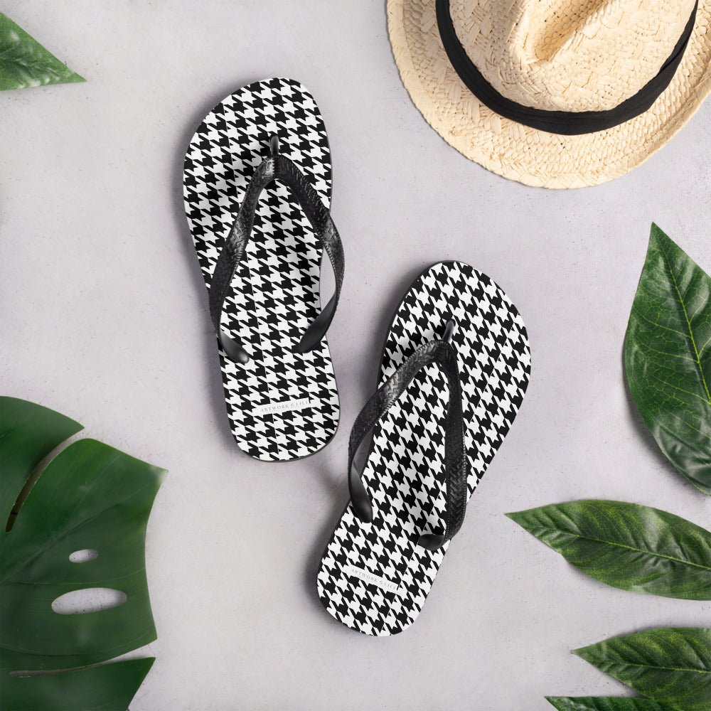 Black & White Houndstooth Pattern Flip - Flops - Artwork by Lili