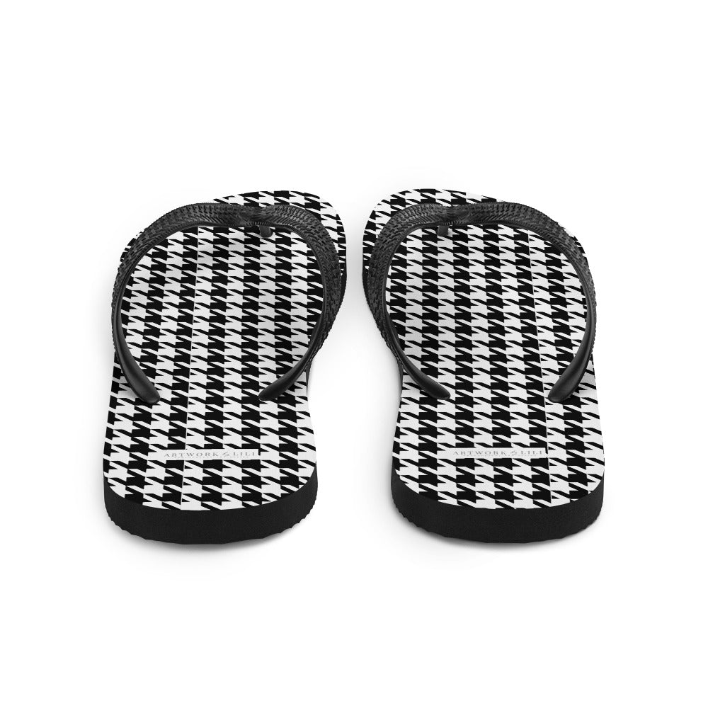 Black & White Houndstooth Pattern Flip - Flops - Artwork by Lili