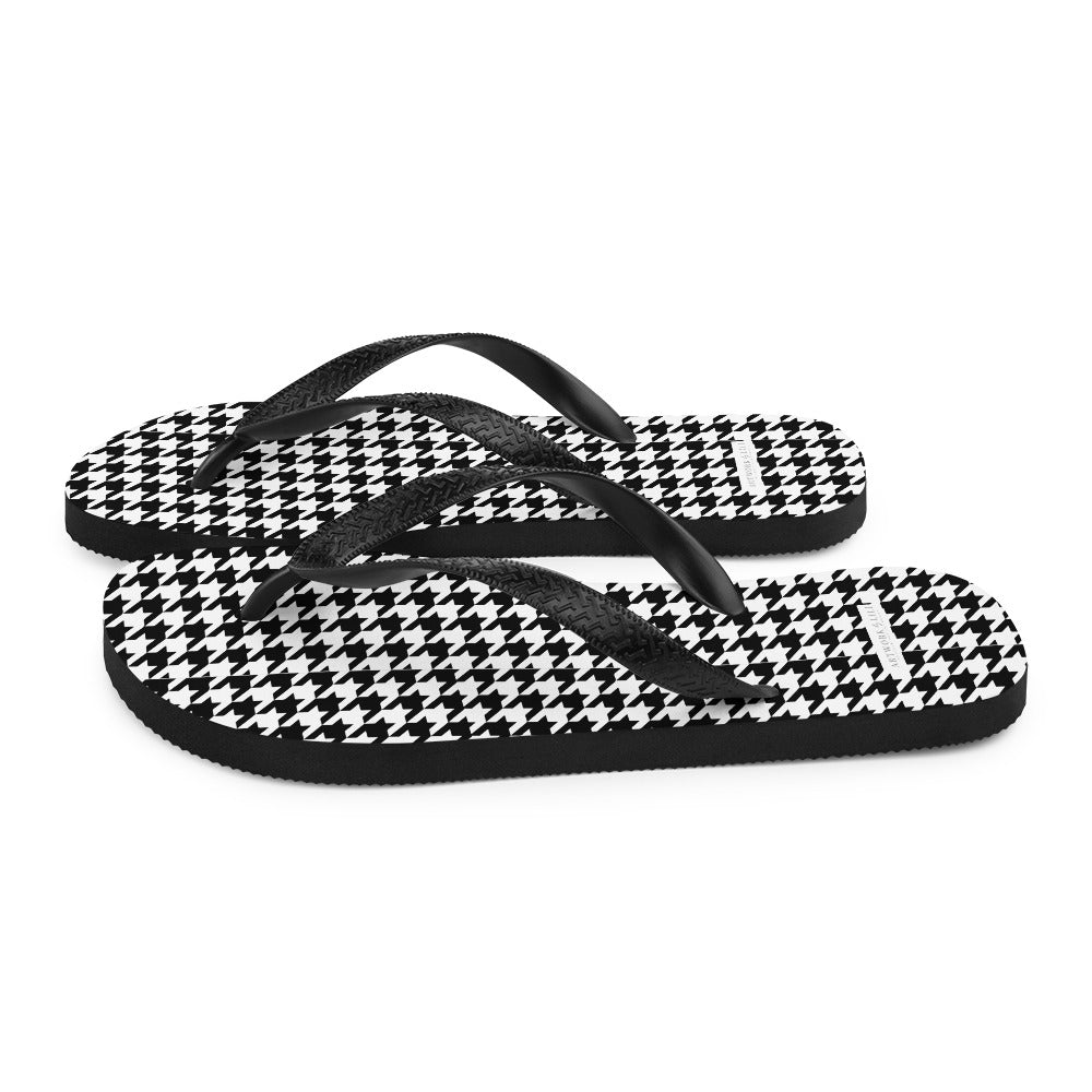 Black & White Houndstooth Pattern Flip - Flops - Artwork by Lili