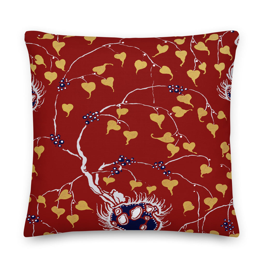 Burgundy Abstract Design 22x22 Premium Pillow - Artwork by Lili