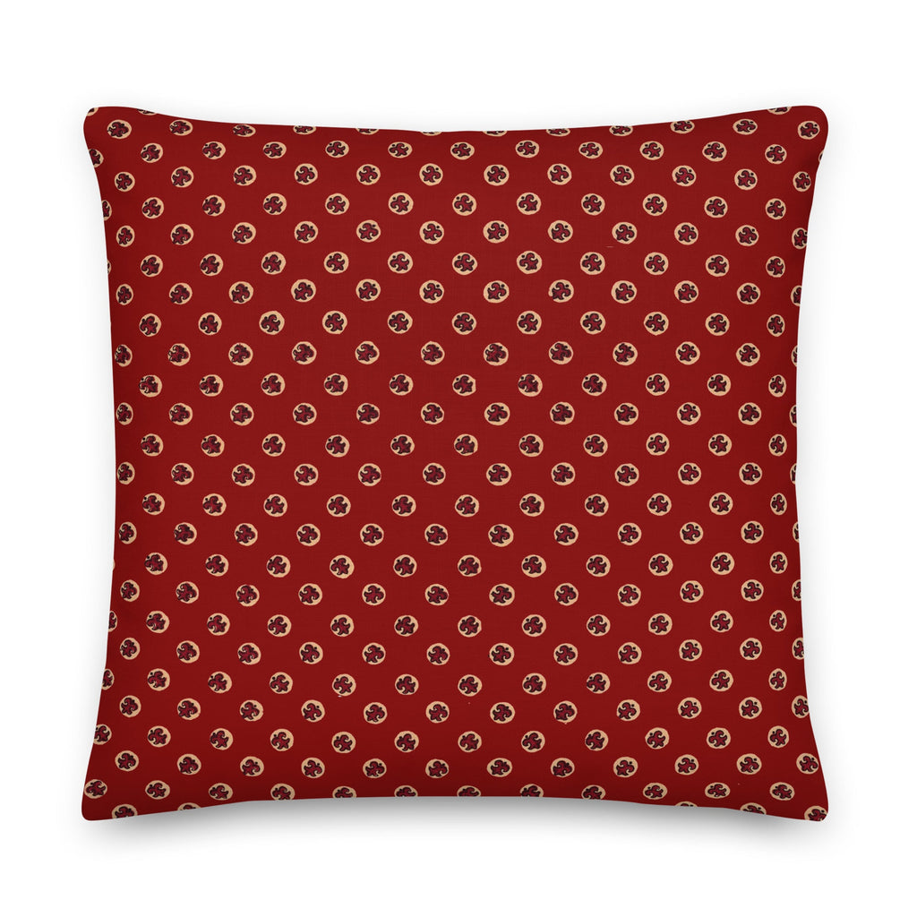 Burgundy Repeating Motif 22x22 Premium Pillow - Artwork by Lili