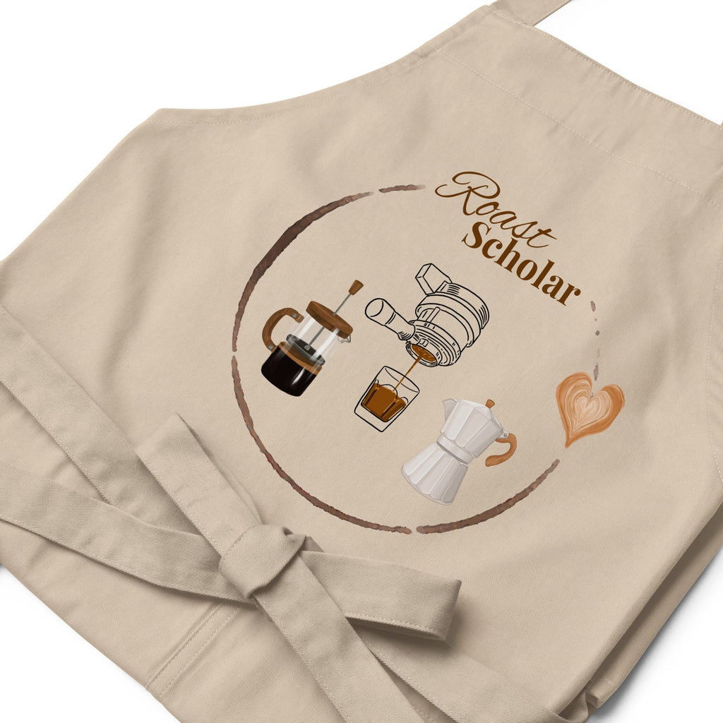 Coffee Theme "Roast Scholar" Organic Cotton Apron - Artwork by Lili