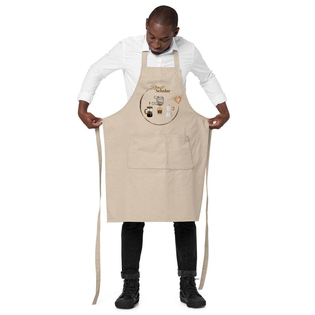 Coffee Theme "Roast Scholar" Organic Cotton Apron - Artwork by Lili