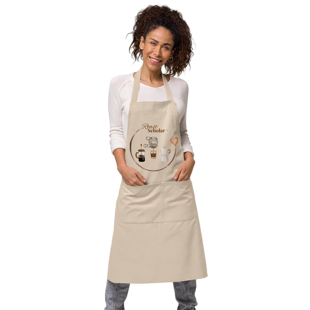 Coffee Theme "Roast Scholar" Organic Cotton Apron - Artwork by Lili