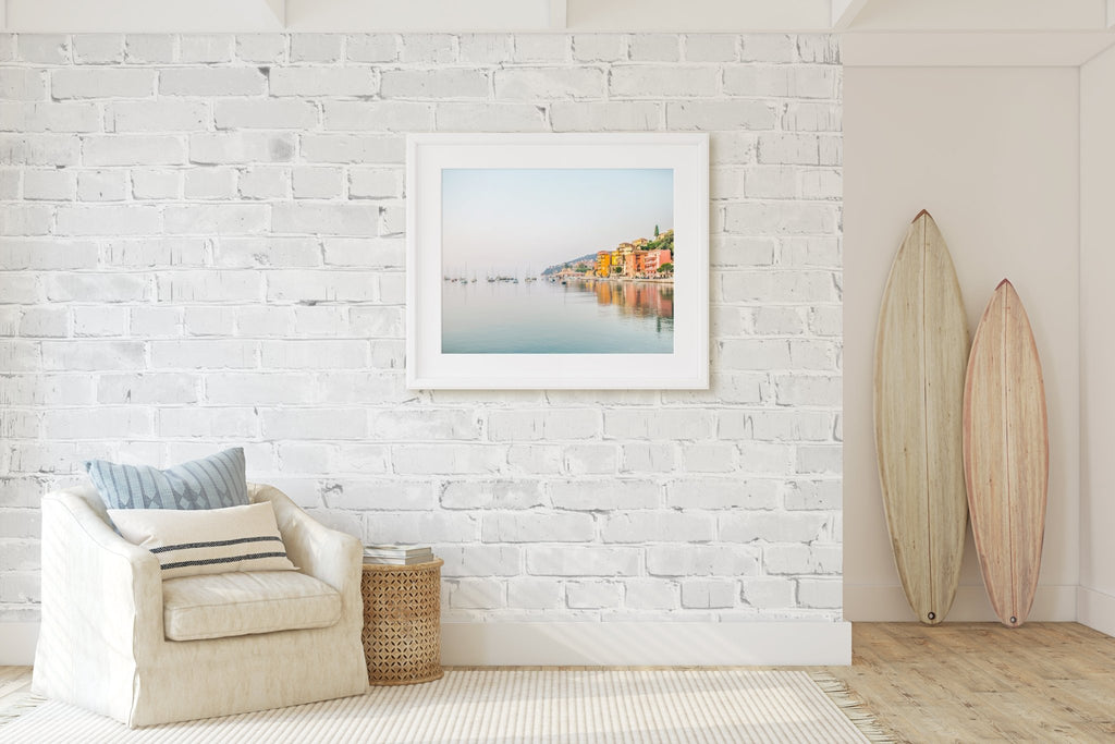 Côte d'Azur, South of France, Sailboats & Reflections, Colorful Mediterranean Architecture, Living Room Home Decor - Artwork by Lili
