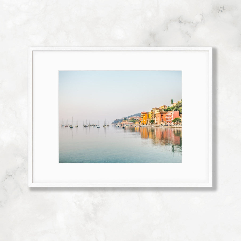Côte d'Azur, South of France, Sailboats & Reflections, Colorful Mediterranean Architecture, Living Room Home Decor - Artwork by Lili
