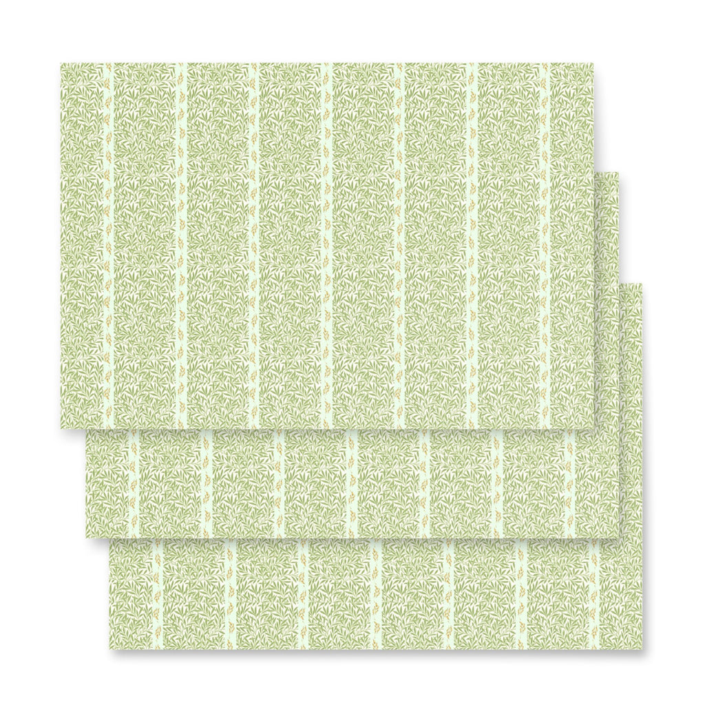 Elegant Green & Gold Leaf Pattern Wrapping Paper (3 sheets) - Artwork by Lili