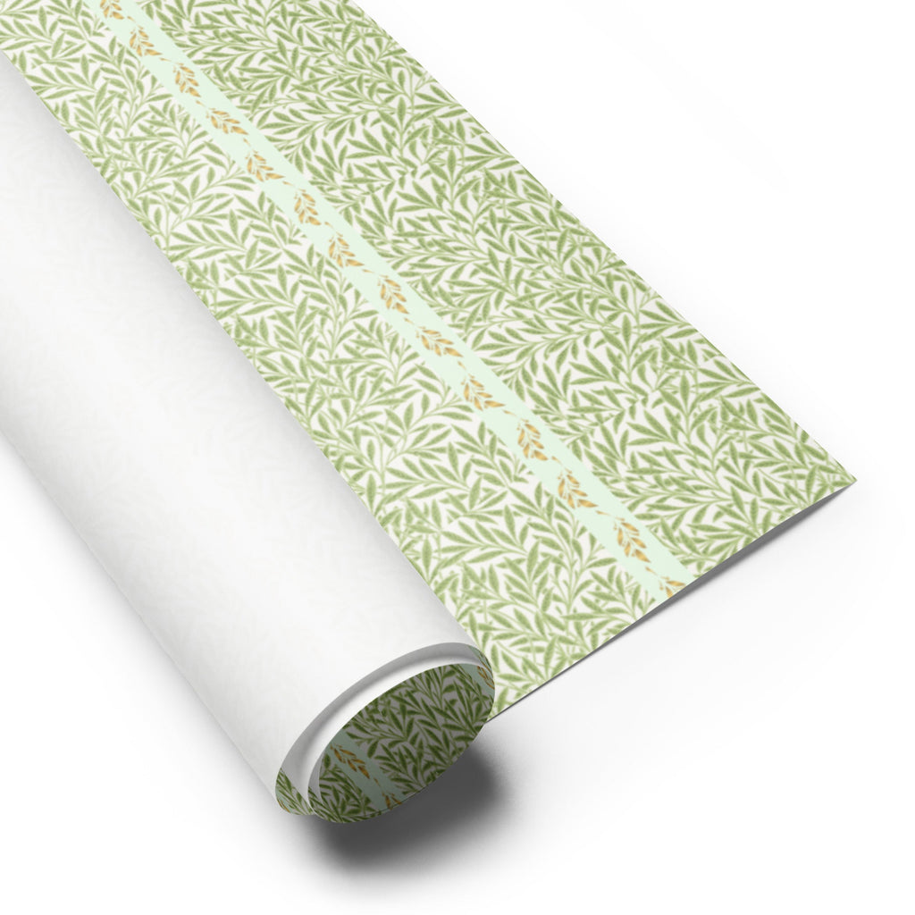 Elegant Green & Gold Leaf Pattern Wrapping Paper (3 sheets) - Artwork by Lili