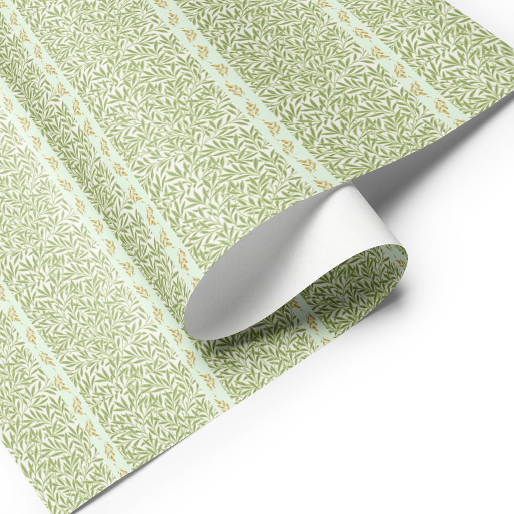 Elegant Green & Gold Leaf Pattern Wrapping Paper (3 sheets) - Artwork by Lili