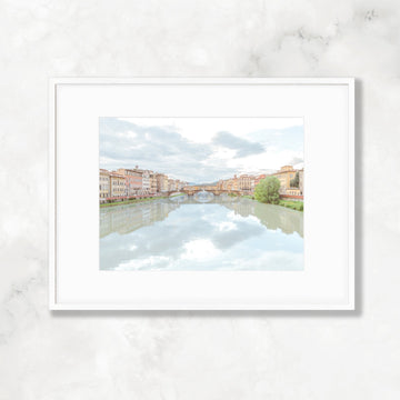 Florence Italy Travel Photography Prints, Tuscany Landscape, Arno River Reflection, Bridge, Firenze Cityscape, Wall Art, Home Decor - Artwork by Lili