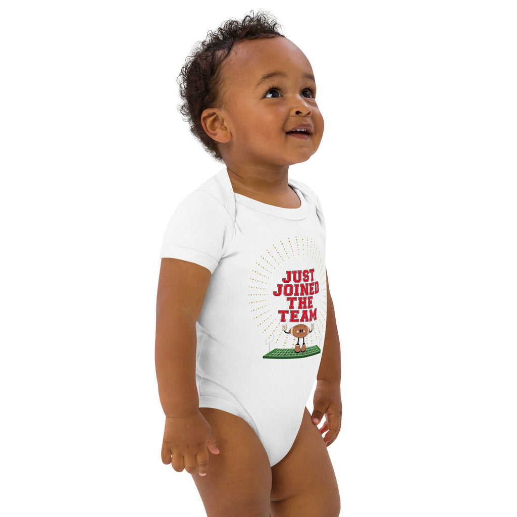 Football Themed "Just joined the team" Organic Cotton Baby Bodysuit - Artwork by Lili
