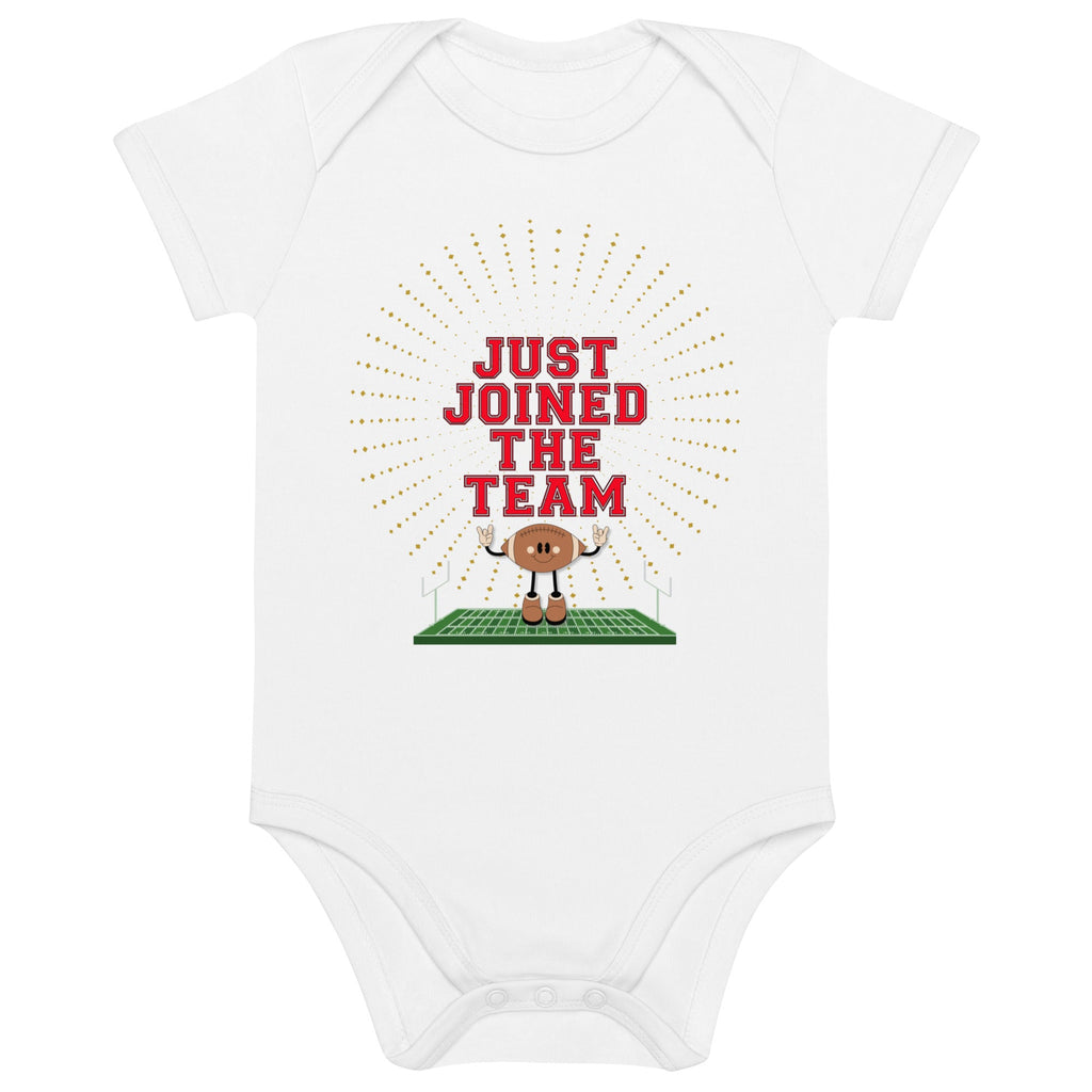 Football Themed "Just joined the team" Organic Cotton Baby Bodysuit - Artwork by Lili