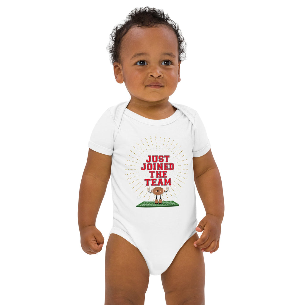 Football Themed "Just joined the team" Organic Cotton Baby Bodysuit - Artwork by Lili