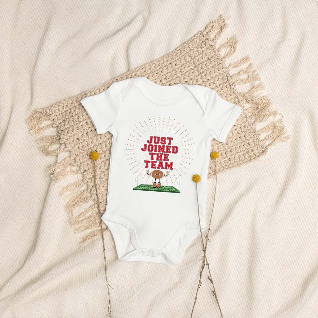 Football Themed "Just joined the team" Organic Cotton Baby Bodysuit - Artwork by Lili