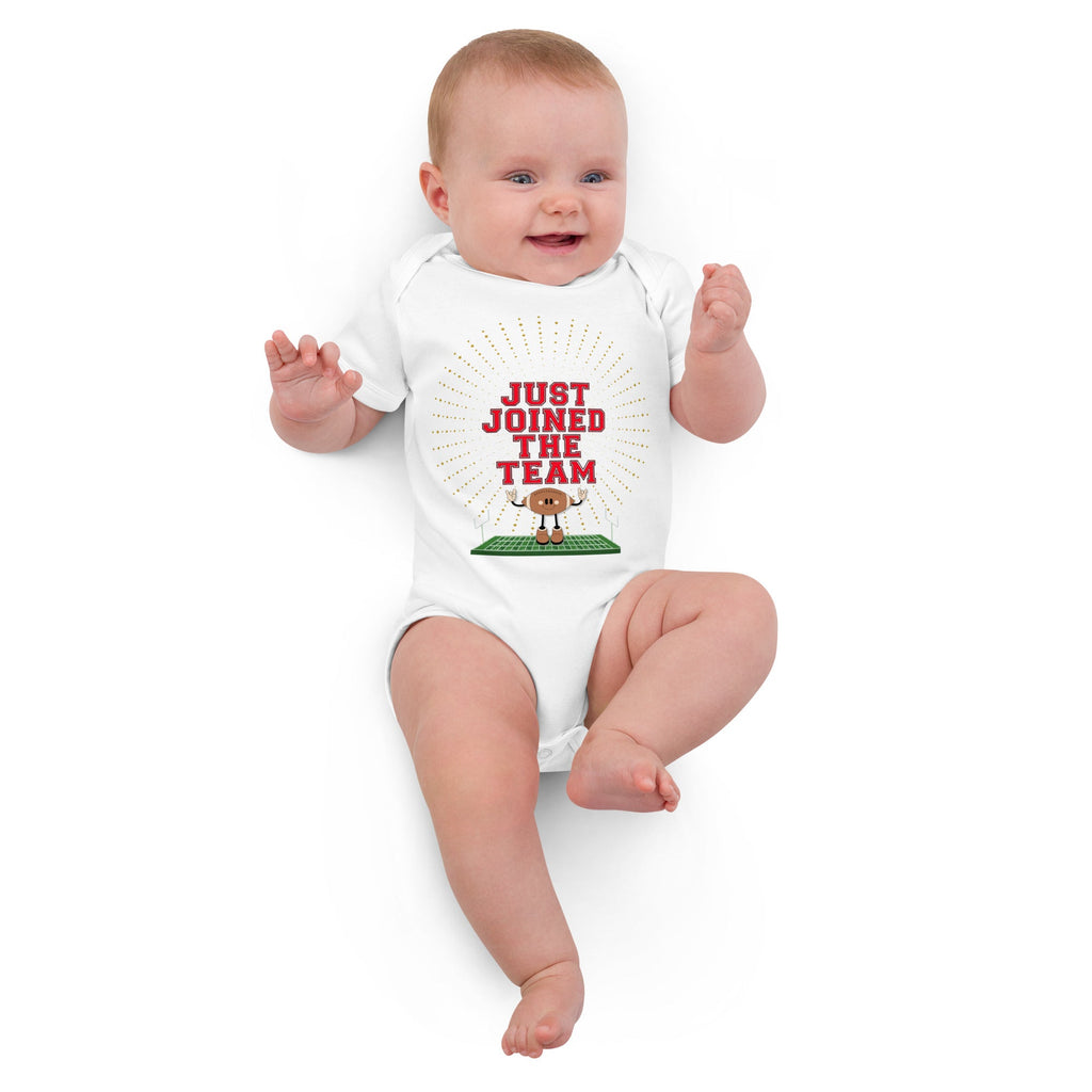 Football Themed "Just joined the team" Organic Cotton Baby Bodysuit - Artwork by Lili