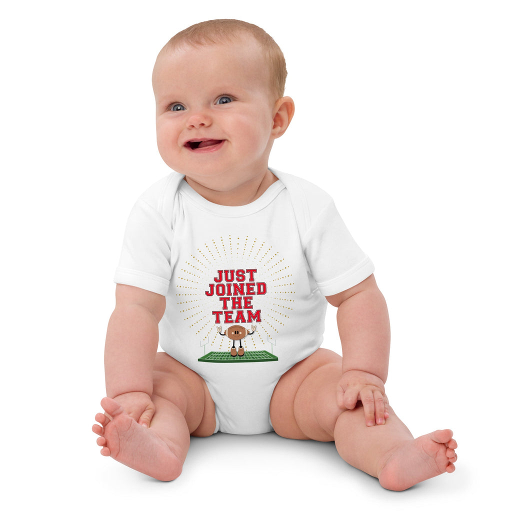 Football Themed "Just joined the team" Organic Cotton Baby Bodysuit - Artwork by Lili