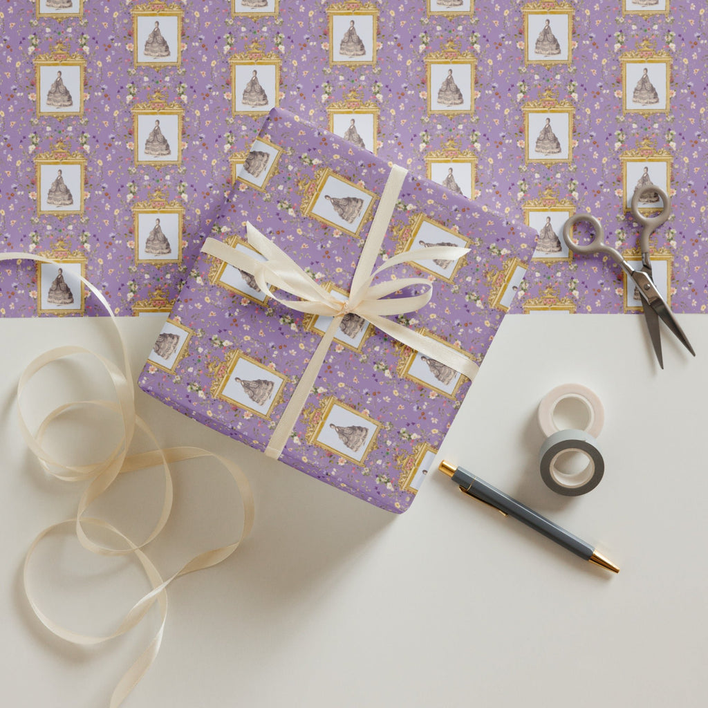 French Queen and Florals Wrapping Paper (3 sheets) - Artwork by Lili
