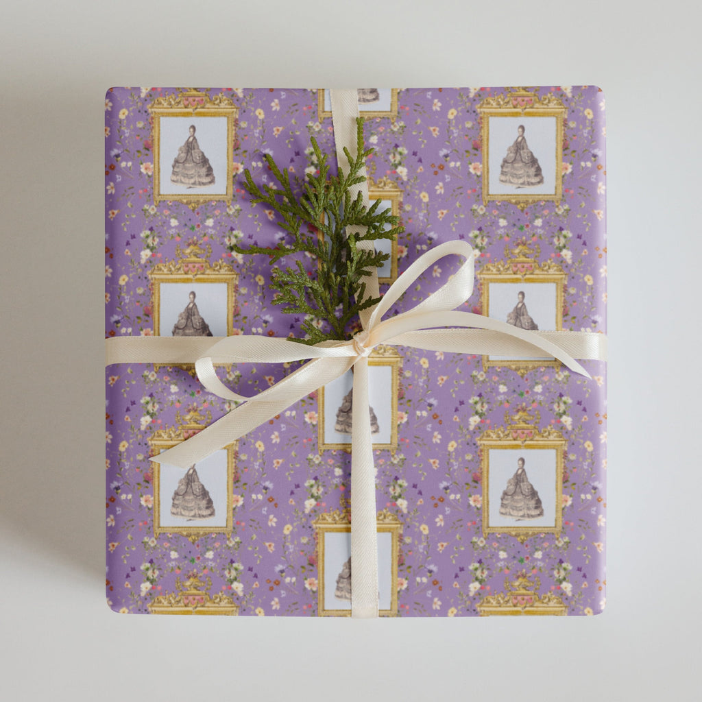 French Queen and Florals Wrapping Paper (3 sheets) - Artwork by Lili