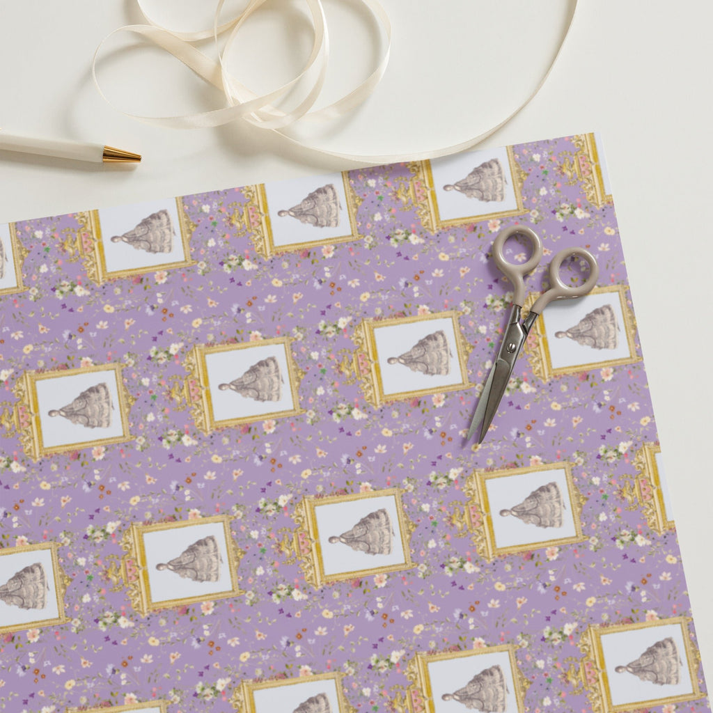 French Queen and Florals Wrapping Paper (3 sheets) - Artwork by Lili