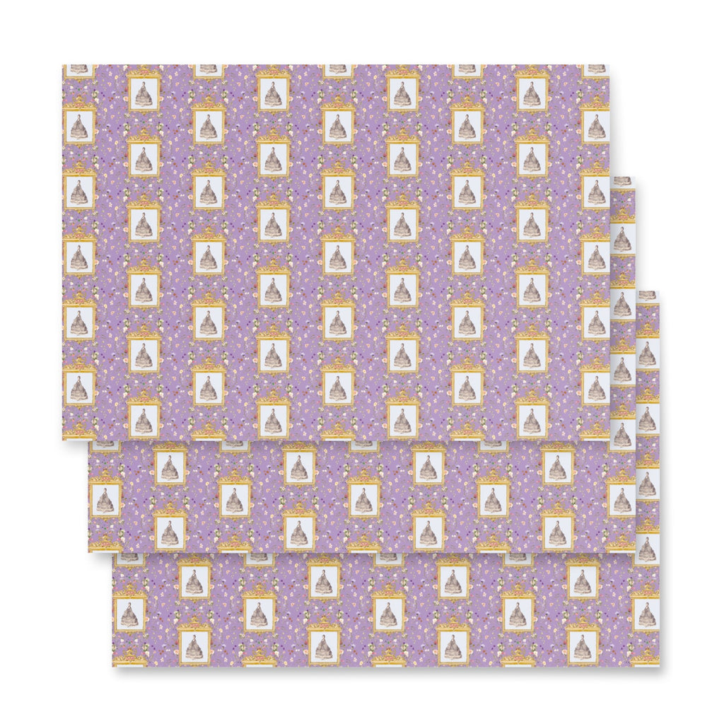 French Queen and Florals Wrapping Paper (3 sheets) - Artwork by Lili