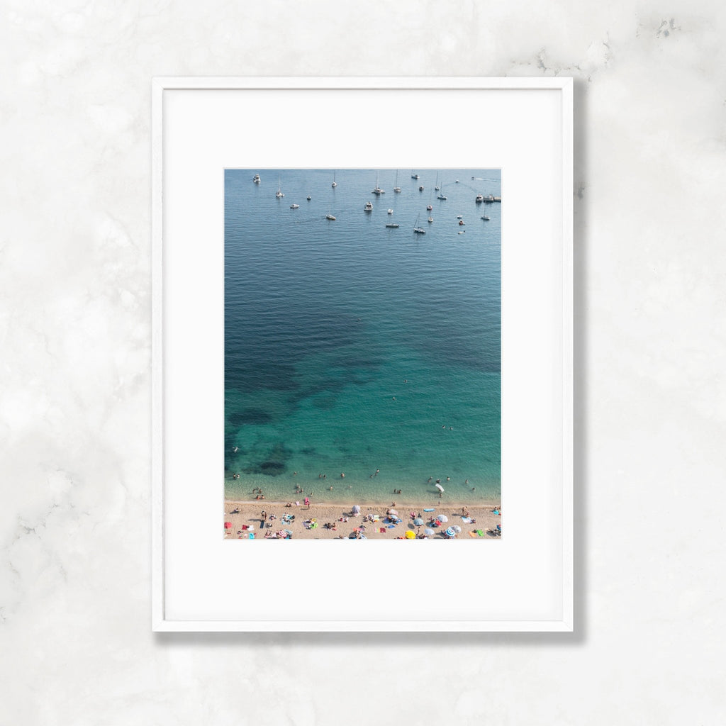 French Riviera Travel Photography, Aerial Beach View, South of France Mediterranean Sea Colorful Landscape Print, Living Room & Home Decor - Artwork by Lili