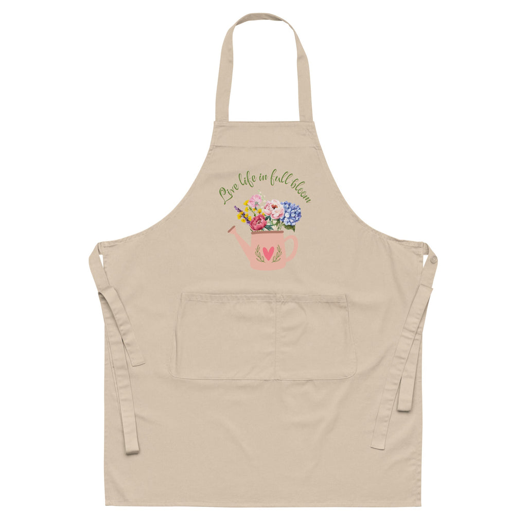 Gardening "Live Life in Full Bloom" Unisex Organic Cotton Apron - Artwork by Lili