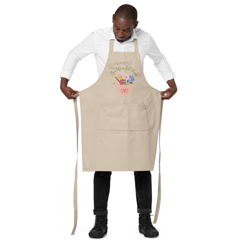 Gardening "Live Life in Full Bloom" Unisex Organic Cotton Apron - Artwork by Lili