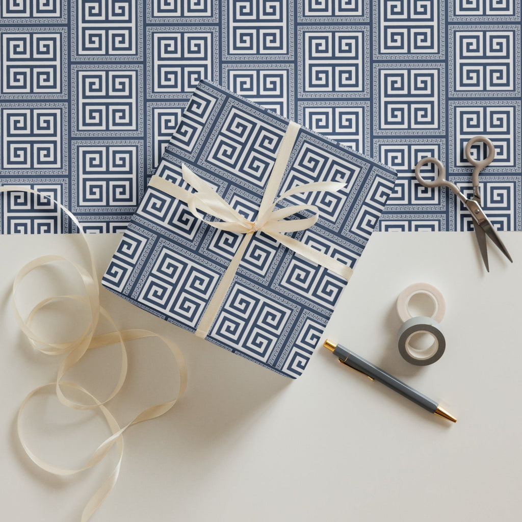 Greek Key Pattern Wrapping Paper (3 sheets) - Artwork by Lili