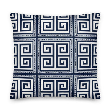 Greek Key Repeating Pattern 22x22 Premium Pillow - Artwork by Lili