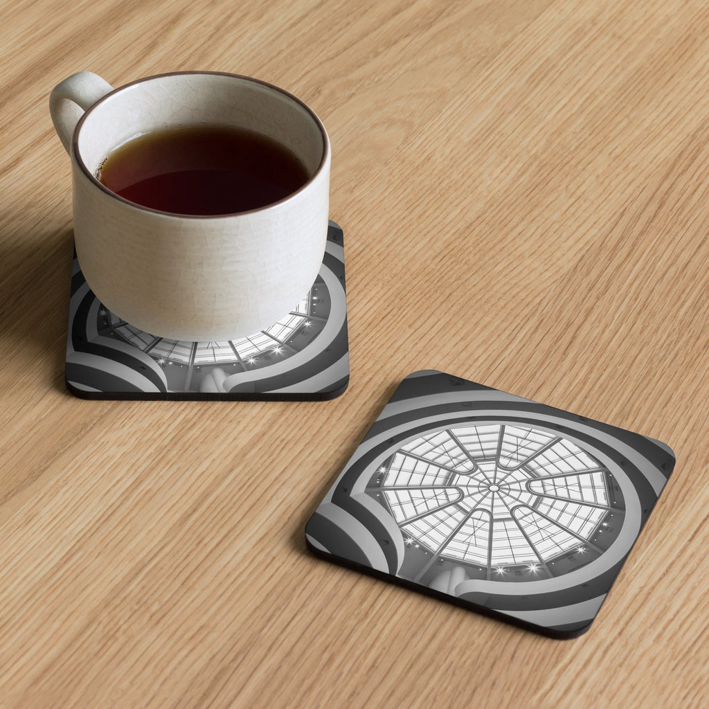 Guggenheim Museum Set of Square Coasters (Cork - back) - Artwork by Lili