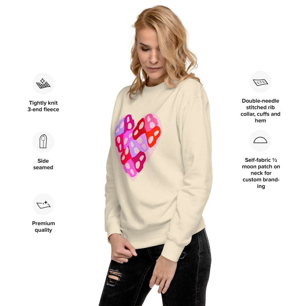 Intertwined Persian "H" Typography Heart Design Premium Sweatshirt - Artwork by Lili