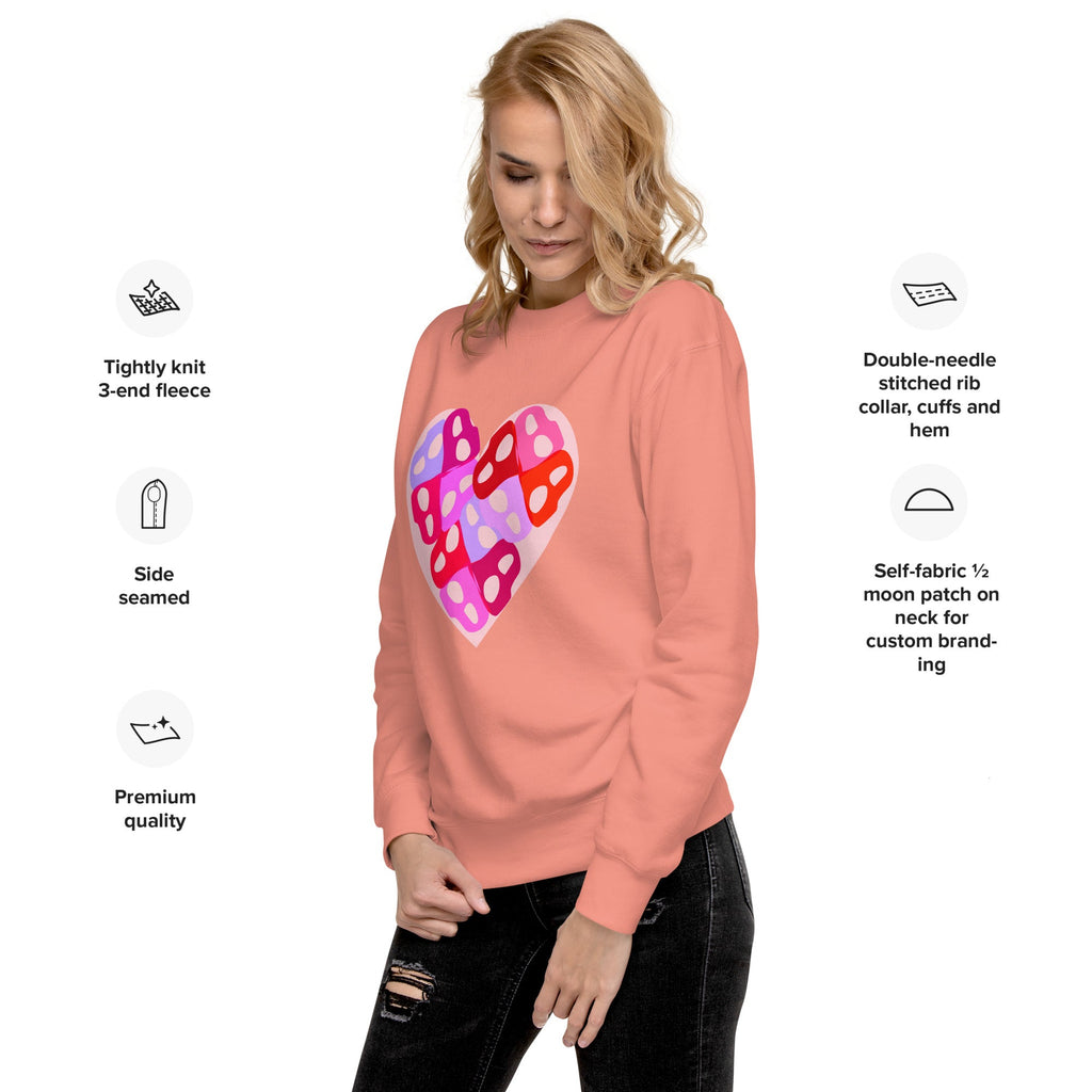 Intertwined Persian "H" Typography Heart Design Premium Sweatshirt - Artwork by Lili
