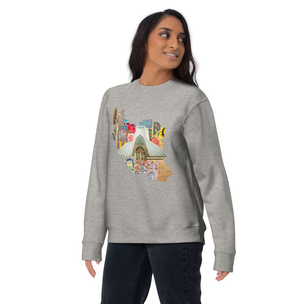 Iran Map Design Unisex Premium Sweatshirt - Artwork by Lili