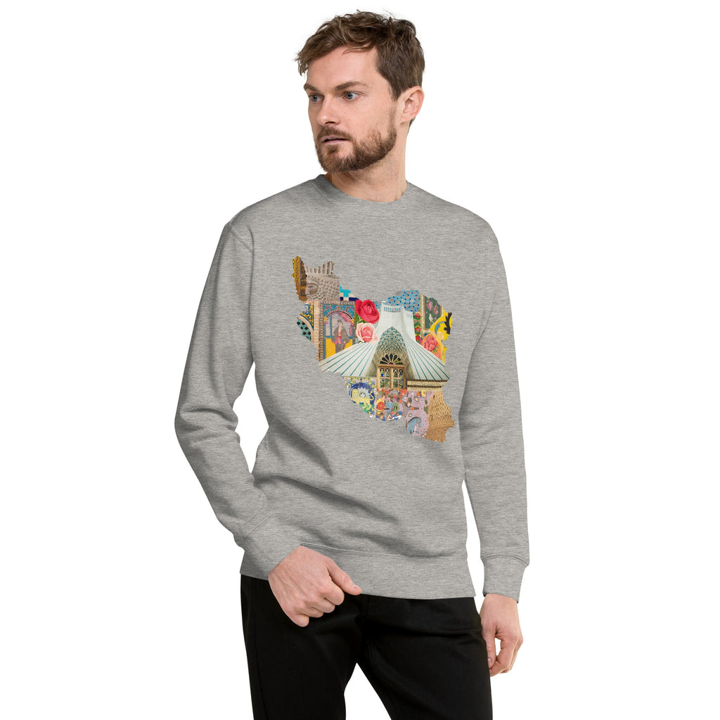 Iran Map Design Unisex Premium Sweatshirt - Artwork by Lili