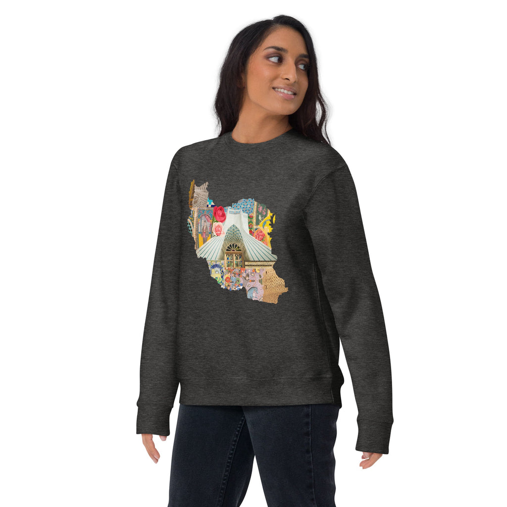 Iran Map Design Unisex Premium Sweatshirt - Artwork by Lili